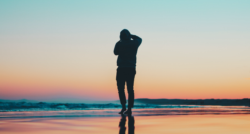 Stressfree walk on beach